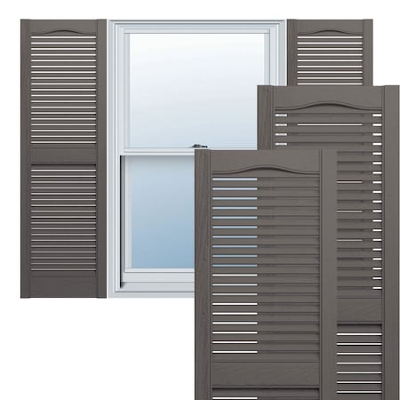 Builders Edge, Standard Cathedral Top Center Mullion, Open Louver Shutters, 10140031018